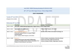 Joint ESAF / INGSA Meeting (Including EU GCSA & EU JRC) 26Th / 27Th June 2019, Regent House, Trinity College Dublin DRAFT PR