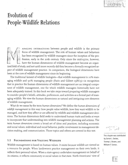 Evolution of People -Wildlife Relations