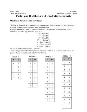 Parts I and II of the Law of Quadratic Reciprocity