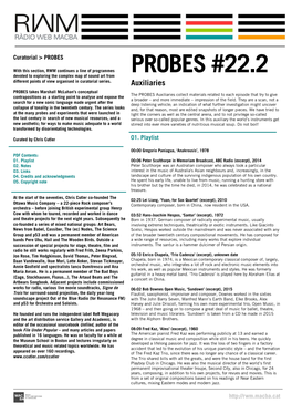 PROBES #22.2 Devoted to Exploring the Complex Map of Sound Art from Different Points of View Organised in Curatorial Series