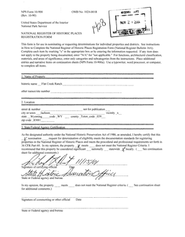 Flat Creek Ranch National Register Form.Pdf