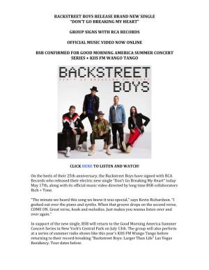 Backstreet Boys Release Brand New Single “Don't Go