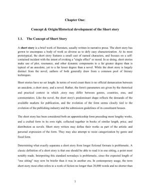 Concept & Origin/Historical Development of the Short Story 1.1