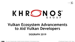 Vulkan Ecosystem Advancements to Aid Vulkan Developers