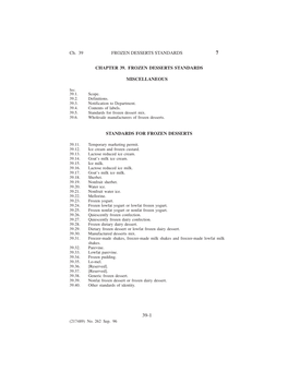 Chapter 39. Frozen Desserts Standards Miscellaneous