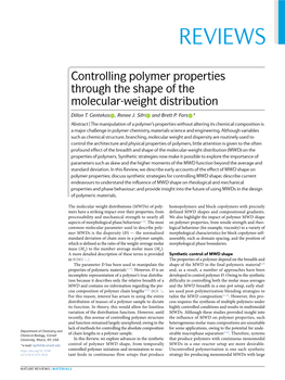 Controlling Polymer Properties Through the Shape of the Molecular-​Weight Distribution