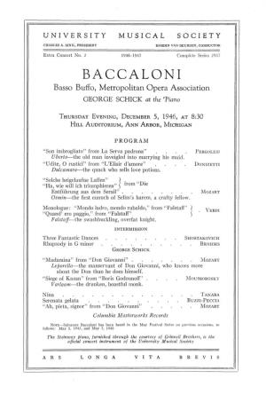 BACCALONI Basso Buffo, Metropolitan Opera Association GEORGE SCHICK at the Tiano