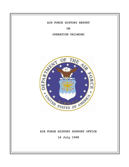 Air Force History Report on Operation Tailwind