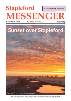 MESSENGER November 2020 V Olume 79 No 11 P Rice 60P Sunset Over Stapleford