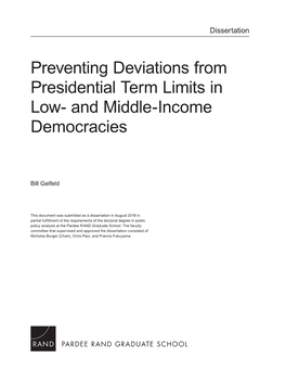 Preventing Deviations from Presidential Term Limits in Low- and Middle-Income Democracies