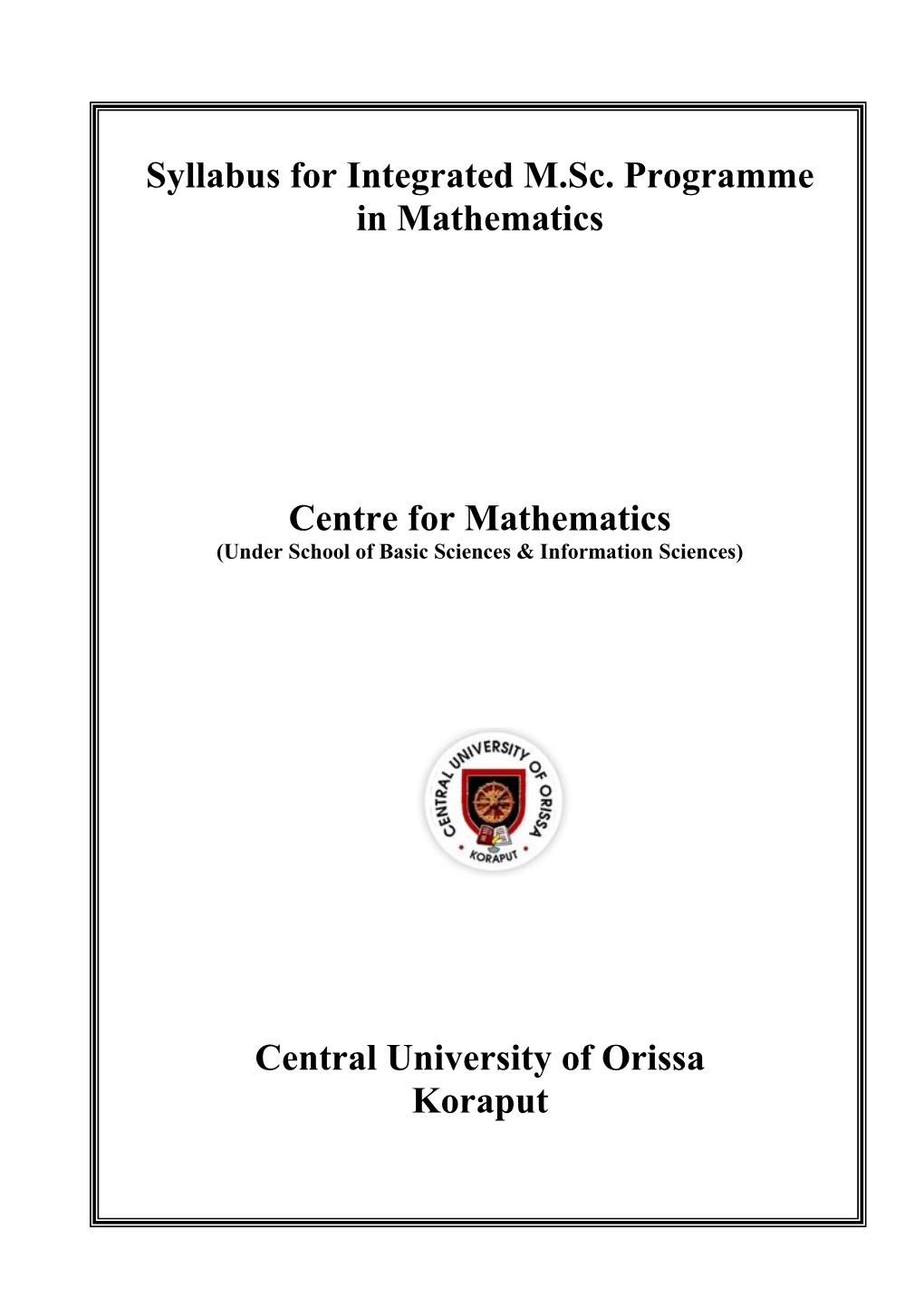 5-Year Integrated M.Sc. in Mathematics Syllabus