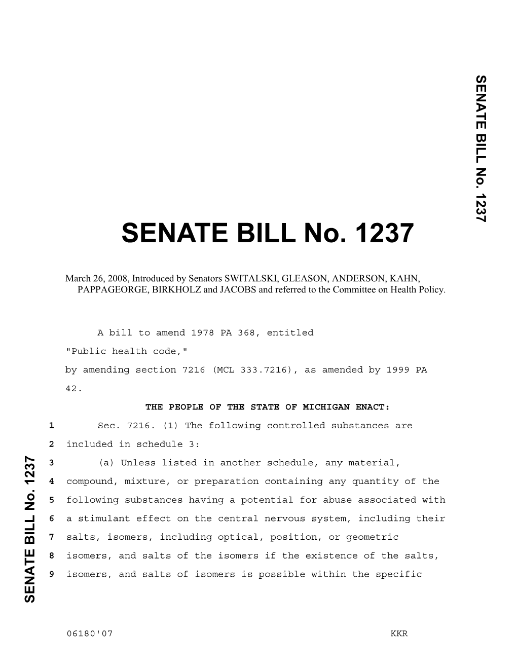 SENATE BILL No. 1237 No