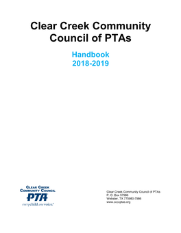 Clear Creek Community Council of Ptas Handbook 2016-2017