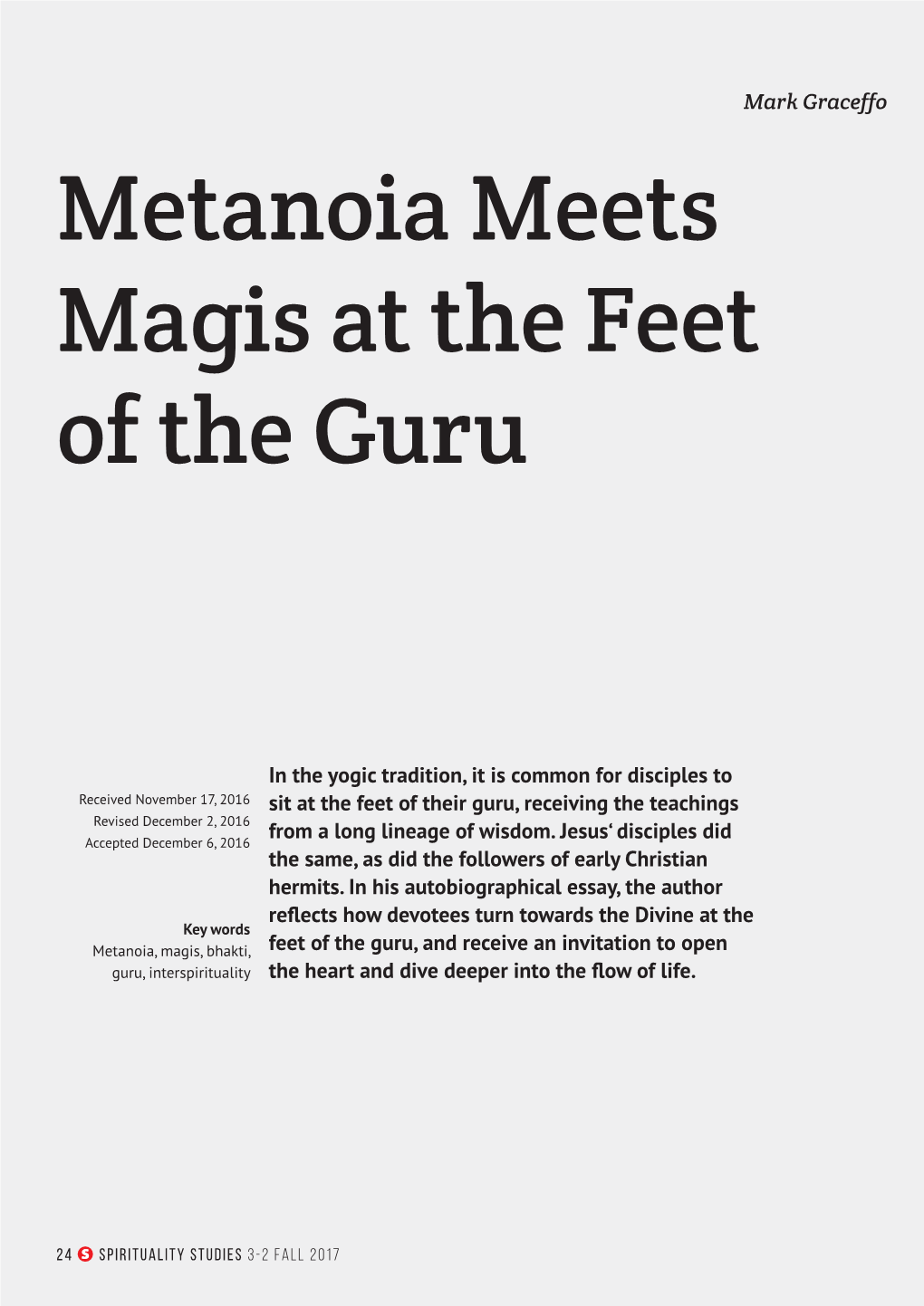 Metanoia Meets Magis at the Feet of the Guru