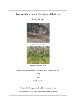 Factors Influencing the Distribution of Bush Rats