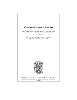 Co-Operative Associations Act