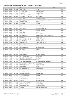 Redox DAS Artist List for Period: 01.09.2018