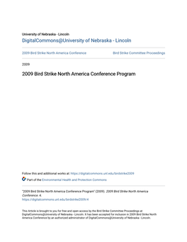 2009 Bird Strike North America Conference Program