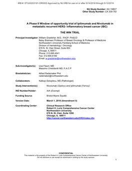 A Phase II Window of Opportunity Trial of Ipilimumab and Nivolumab in Metastatic Recurrent HER2- Inflammatory Breast Cancer (IBC)