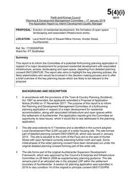 Perth and Kinross Council 18/11 Planning & Development Management Committee – 17 January 2018 Pre-Application Report by Interim Development Quality Manager