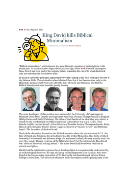 King David Kills Biblical Minimalism Edited from an Article by Yosef Garfinkel