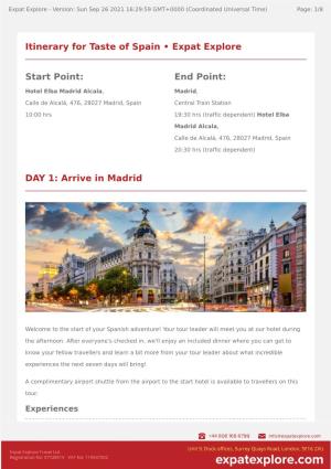Arrive in Madrid Itinerary for Taste of Spain • Expat Explore Start Point