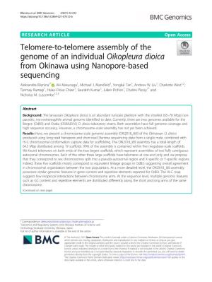 Telomere-To-Telomere Assembly of the Genome of an Individual Oikopleura