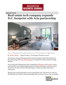 Real Estate Tech Company Expands D.C. Footprint with Aria Partnership