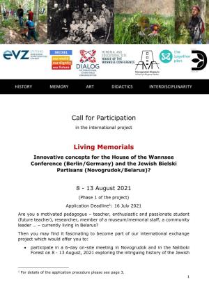 Call for Participation Living Memorials