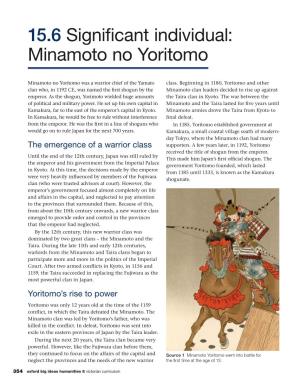 15.6 Significant Individual: Minamoto No Yoritomo