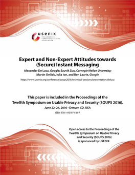 Expert and Non-Expert Attitudes Towards (Secure) Instant Messaging