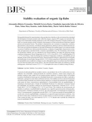 Stability Evaluation of Organic Lip Balm