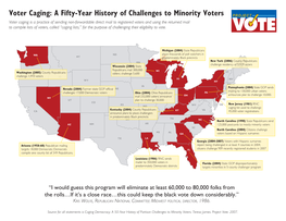 Voter Caging: a Fifty-Year History of Challenges to Minority Voters