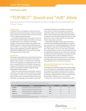 "TOP/BOT" Strand and "A/B" Allele