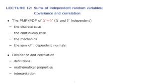 Sum of Independent Rvs Covariance and Correlation