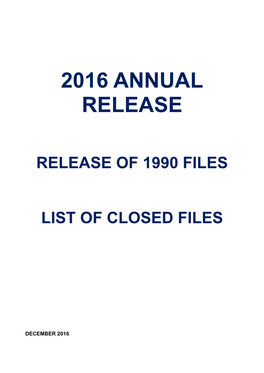 2016 Annual Release