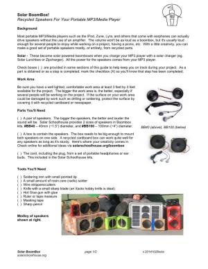 Solar Boombox! Recycled Speakers for Your Portable MP3/Media Player