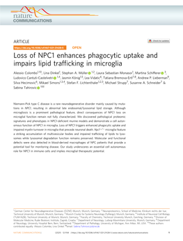 Loss of NPC1 Enhances Phagocytic Uptake and Impairs Lipid Trafficking