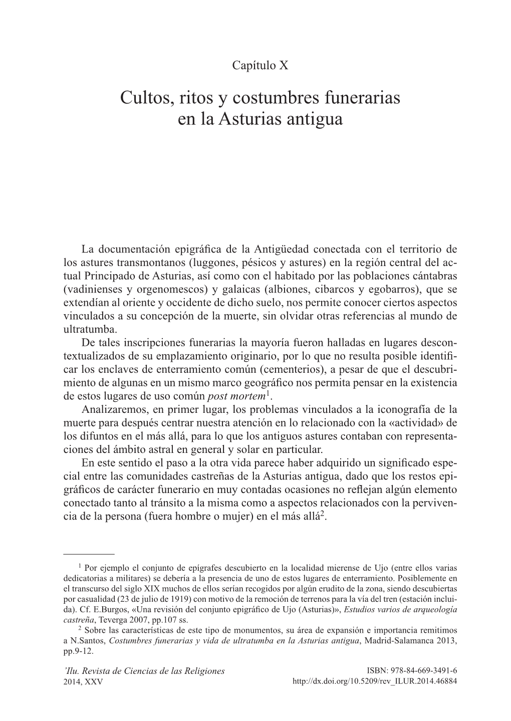 Cultos, Ritos Y Costumbres Funerarias En La Asturias Antigua