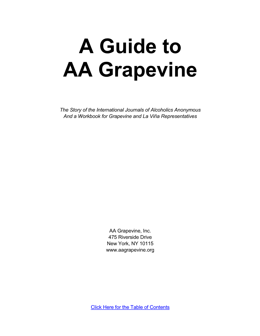 Workbook for Grapevine and La Viña Representatives