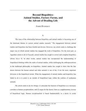 Beyond Biopolitics: Animal Studies, Factory Farms, and the Advent of Deading Life