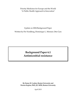 Background Paper 6.1 Antimicrobial Resistance