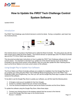 Updating Your FIRST Tech Challenge Software