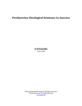 Presbyterian Theological Seminary in America Catalog)