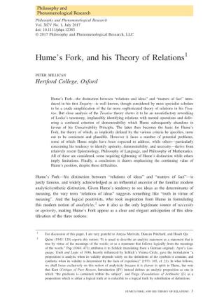 Hume's Fork, and His Theory of Relations