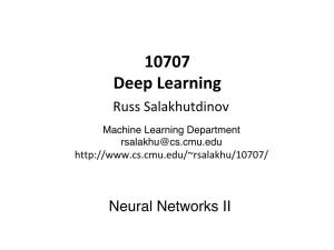 10707 Deep Learning Russ Salakhutdinov