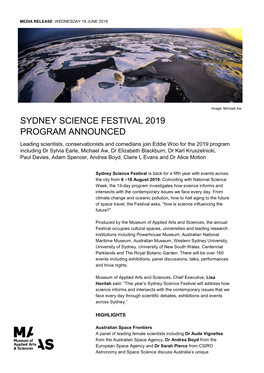 Sydney Science Festival 2019 Program Announced