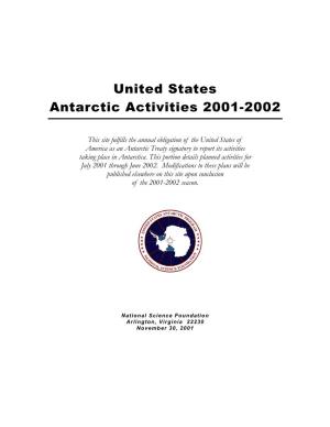 United States Antarctic Activities 2001-2002