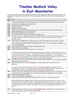 Timeline Medlock Valley in East Manchester