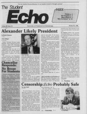 Alexander Likely President Censorship:Echo Probably Safe